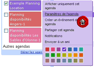 Paramètres de l'agenda